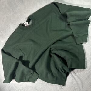 Vintage Made in USA Blank Crewneck Sweatshirt Large Heavy Sweater Forest Green